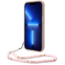 Guess Translucent Pearl Strap dėklas iPhone 14 Plus - rožinis