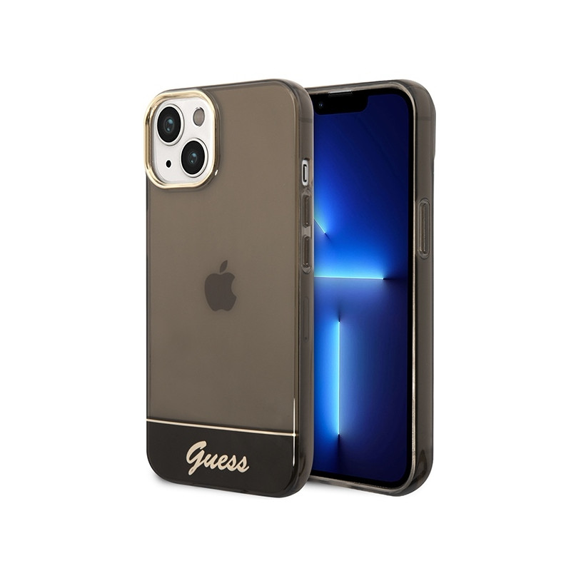 Guess Permatomas dėklas iPhone 14 Plus - juodas
