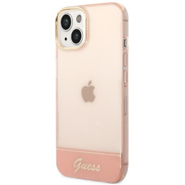 Guess Permatomas dėklas iPhone 14 Plus - rožinis
