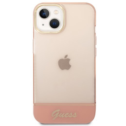 Guess Permatomas dėklas iPhone 14 Plus - rožinis