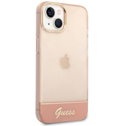 Guess Permatomas dėklas iPhone 14 Plus - rožinis