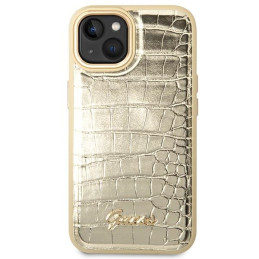 Guess Croco Collection dėklas iPhone 14 Plus - auksinis