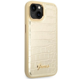 Guess Croco Collection dėklas iPhone 14 Plus - auksinis