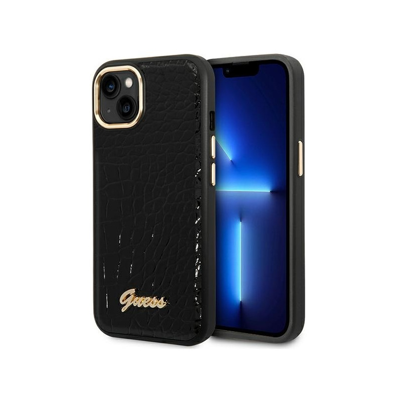 Guess Croco Collection dėklas iPhone 14 Plus - juodas