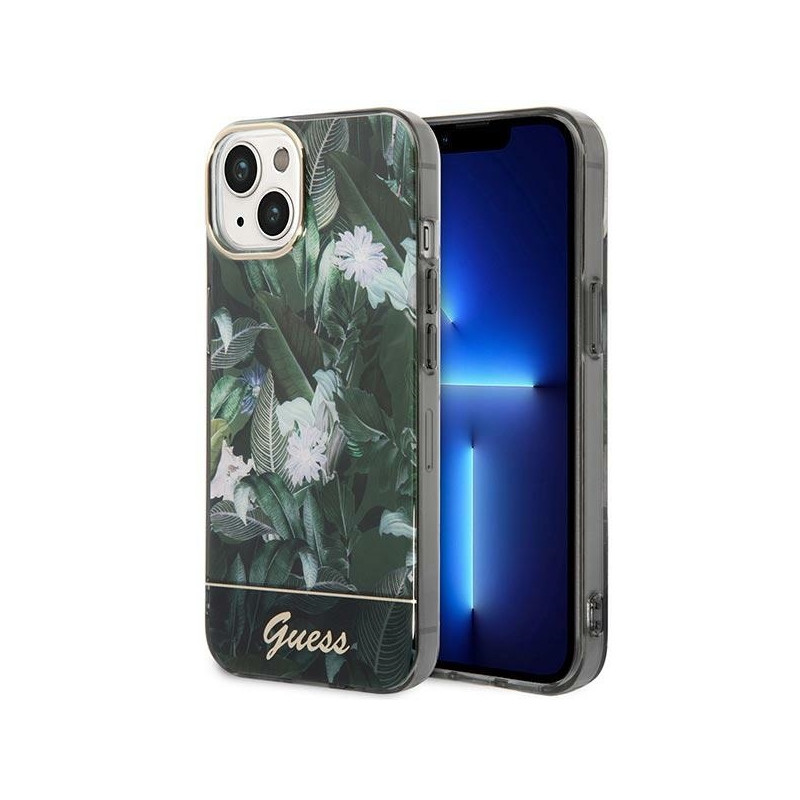 Guess Jungle Collection dėklas iPhone 14 Plus - žalias