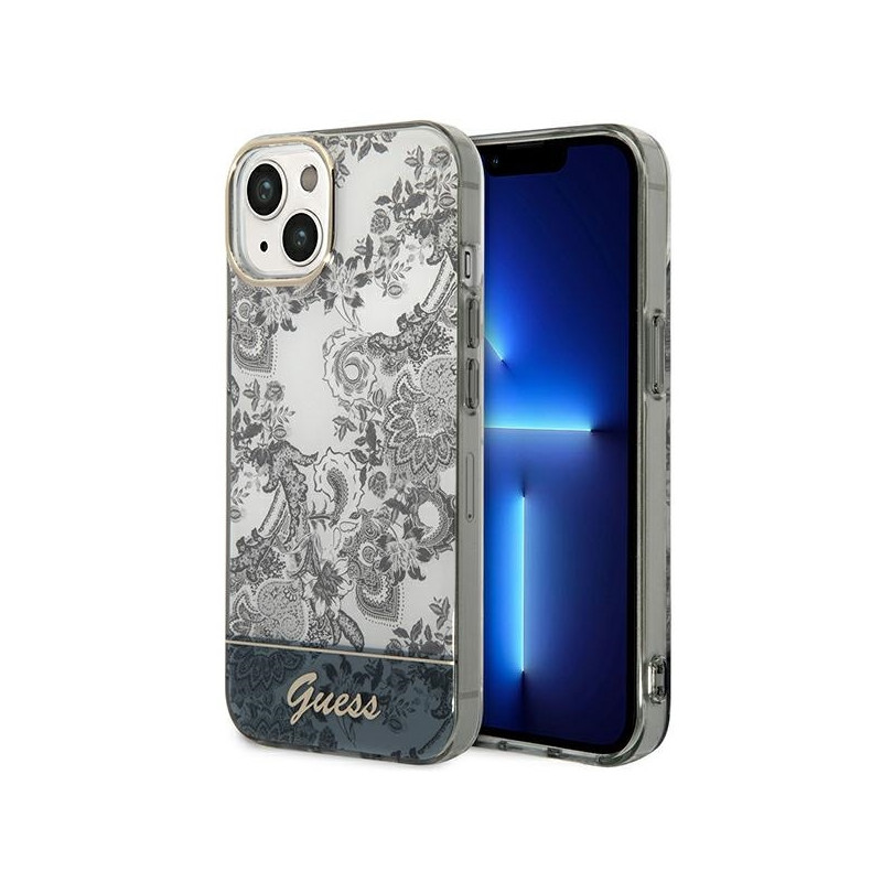 Guess Porcelain Collection dėklas, skirtas iPhone 14 Plus - pilkas