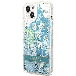 Guess Flower Liquid Glitter dėklas iPhone 14 Plus - žalias
