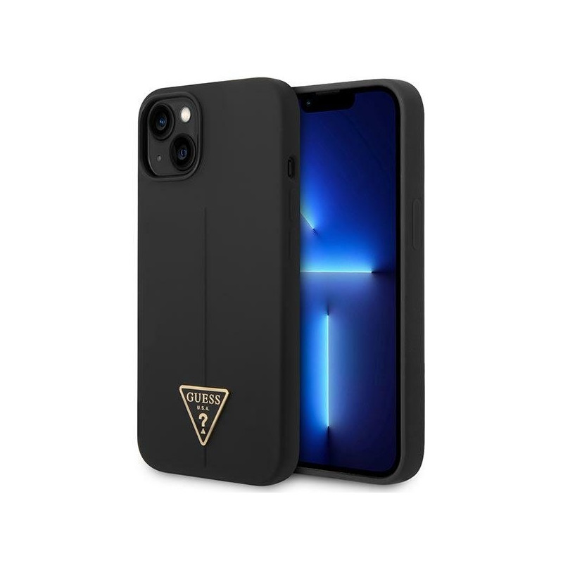 Guess Silicone Triangle dėklas iPhone 14 Plus - juodas