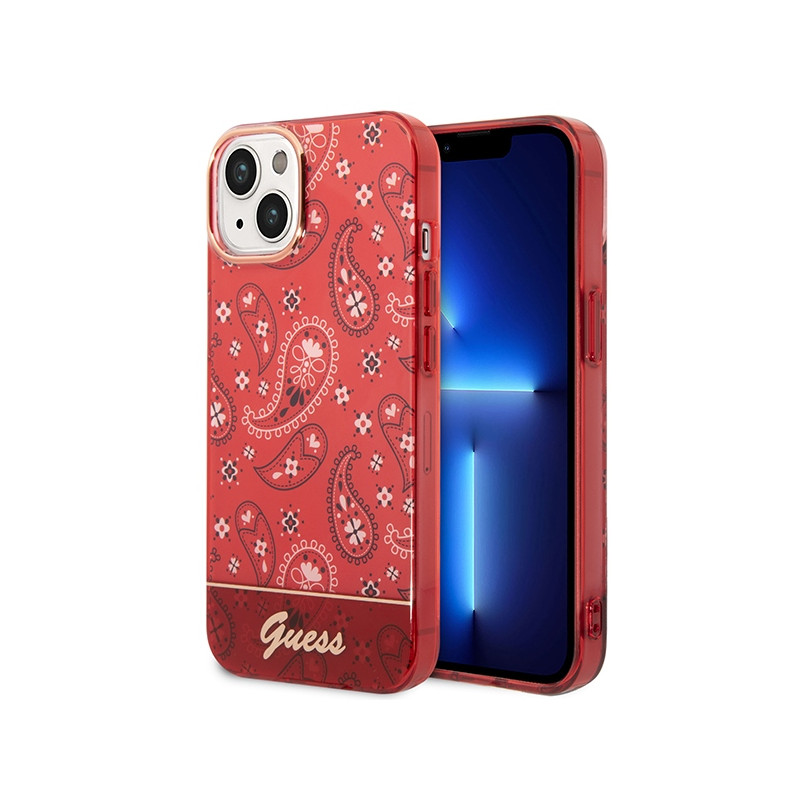 Guess GUHCP14SHGBNHR iPhone 14 6,1 colio raudonas / raudonas kietas dėklas Bandana Paisley