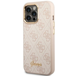 Guess 4G Vintage Gold Logo dėklas, skirtas iPhone 14 Pro Max - rožinis