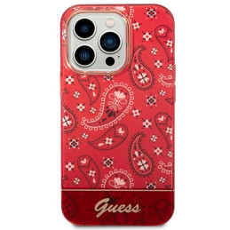 Guess Bandana Paisley dėklas, skirtas iPhone 14 Pro Max - raudonas