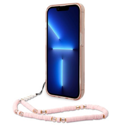 Guess Translucent Pearl Strap dėklas, skirtas iPhone 14 Pro Max - rožinis