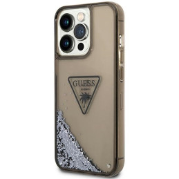 Guess Liquid Glitter Palm Collection dėklas, skirtas iPhone 14 Pro Max - juodas