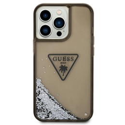 Guess Liquid Glitter Palm Collection dėklas, skirtas iPhone 14 Pro Max - juodas