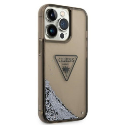 Guess Liquid Glitter Palm Collection dėklas, skirtas iPhone 14 Pro Max - juodas