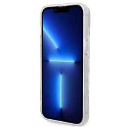 Guess Metal Outline MagSafe dėklas iPhone 14 Plus - sidabrinis