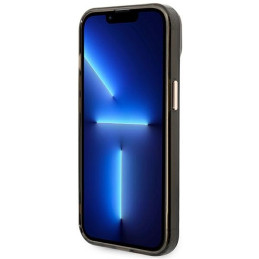 Guess Gold Outline permatomas MagSafe dėklas iPhone 14 - juodas
