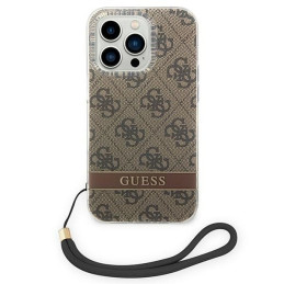 Guess 4G Print Strap dėklas iPhone 14 Pro - rudas
