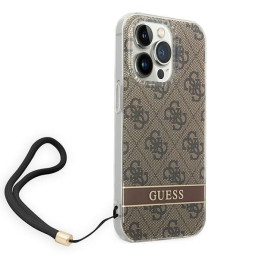 Guess 4G Print Strap dėklas iPhone 14 Pro - rudas