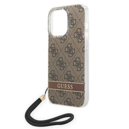 Guess 4G Print Strap dėklas iPhone 14 Pro - rudas
