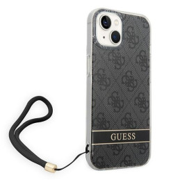 Guess 4G Print Strap dėklas, skirtas iPhone 14 Plus - juodas