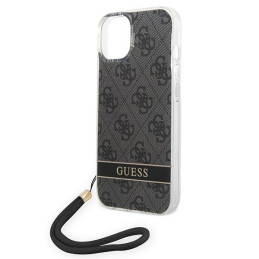 Guess 4G Print Strap dėklas, skirtas iPhone 14 Plus - juodas