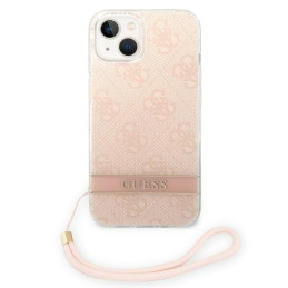 Guess 4G Print Strap dėklas iPhone 14 Plus - rožinis