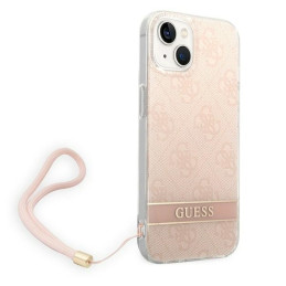 Guess 4G Print Strap dėklas iPhone 14 Plus - rožinis