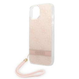 Guess 4G Print Strap dėklas iPhone 14 Plus - rožinis
