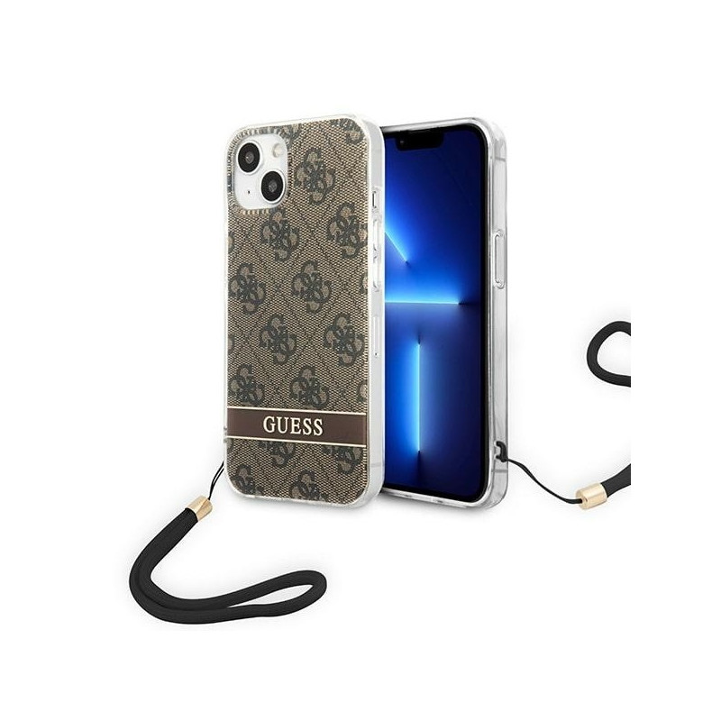 Guess 4G Print Strap dėklas iPhone 14 - rudas