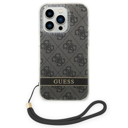 Guess 4G Print Strap dėklas, skirtas iPhone 14 Pro Max - juodas