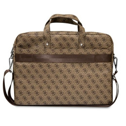 Guess Saffiano 4G Triangle Logo krepšys 16 colių nešiojamam kompiuteriui – rudas