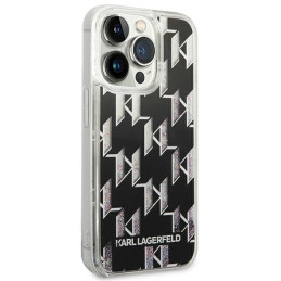 Karl Lagerfeld Liquid Glitter Monogram dėklas iPhone 14 Pro - juodas
