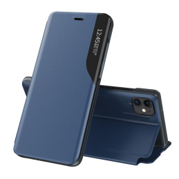 Eco Leather View Case, elegantiškas dėklas su atvartu ir stovo funkcija, skirtas iPhone 13 Pro, mėlynas