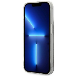 Karl Lagerfeld Liquid Glitter Monogram dėklas iPhone 14 Pro - sidabrinis