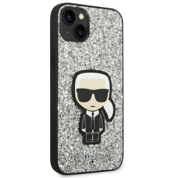 Karl Lagerfeld Glitter Flakes Ikonik dėklas iPhone 14 Plus - sidabrinis