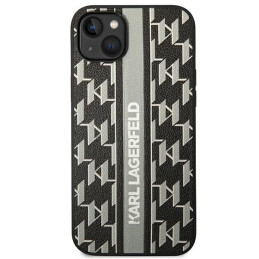 Karl Lagerfeld Monogram Stripe dėklas iPhone 14 Plus - pilkas