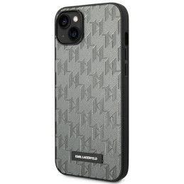 Karl Lagerfeld Saffiano Mono Metal Logo dėklas, skirtas iPhone 14 Plus - pilkas