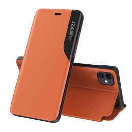 Eco Leather View Case, elegantiškas dėklas su atvartu ir stovo funkcija, skirtas iPhone 13 Pro, oranžinis