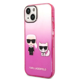 Karl Lagerfeld Gradient Ikonik Karl&Choupette dėklas iPhone 14 Plus - rožinis