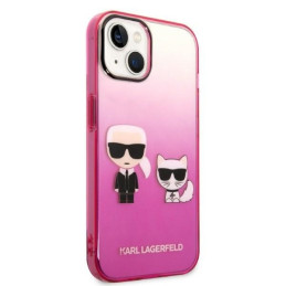 Karl Lagerfeld Gradient Ikonik Karl&Choupette dėklas iPhone 14 Plus - rožinis
