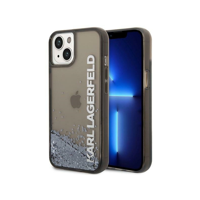 Karl Lagerfeld Liquid Glitter Elong dėklas iPhone 14 - juodas