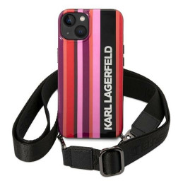 Karl Lagerfeld Color Stripes Strap dėklas iPhone 14 - rožinis