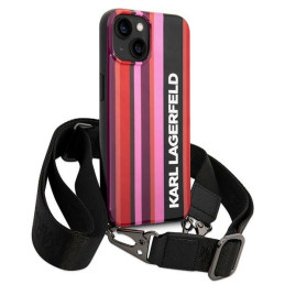Karl Lagerfeld Color Stripes Strap dėklas iPhone 14 - rožinis