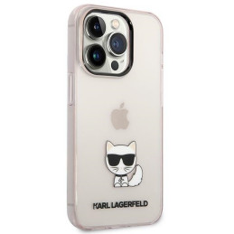 Karl Lagerfeld Choupette Body dėklas iPhone 14 Pro Max - rožinis ir skaidrus