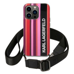 Karl Lagerfeld Color Stripes Strap dėklas iPhone 14 Pro Max - rožinis