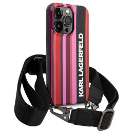 Karl Lagerfeld Color Stripes Strap dėklas iPhone 14 Pro Max - rožinis