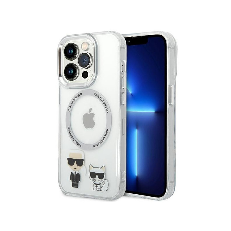 Karl Lagerfeld Karl&Choupette Aluminium MagSafe dėklas iPhone 14 Pro - skaidrus