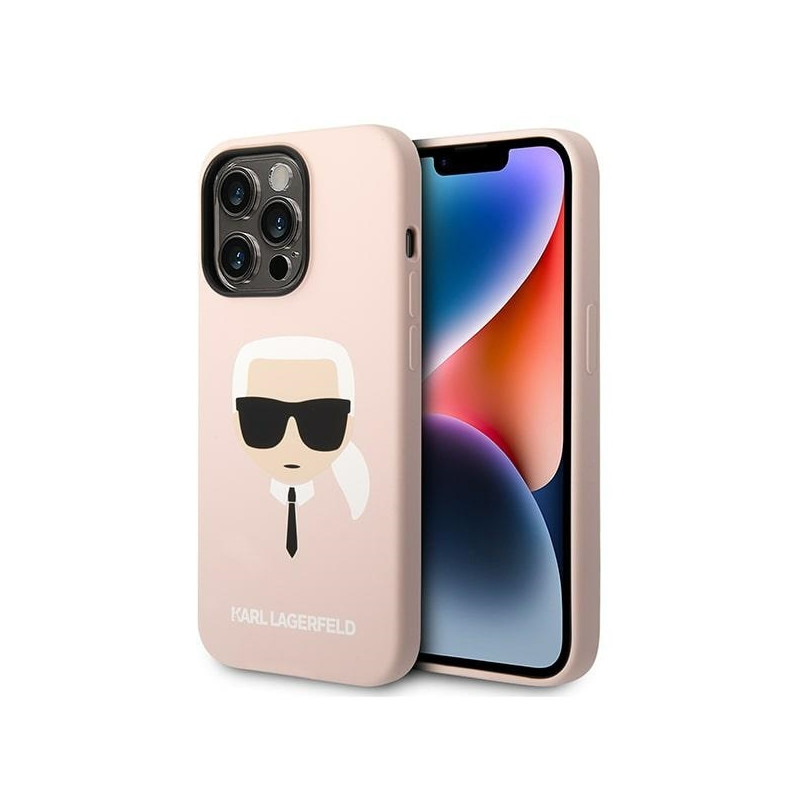 Karl Lagerfeld Silicone Karl& 39 s Head MagSafe dėklas iPhone 14 Pro - šviesiai rožinis