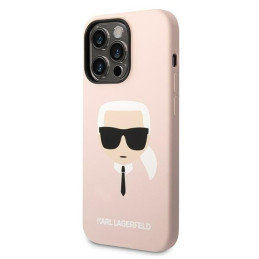 Karl Lagerfeld Silicone Karl& 39 s Head MagSafe dėklas iPhone 14 Pro - šviesiai rožinis